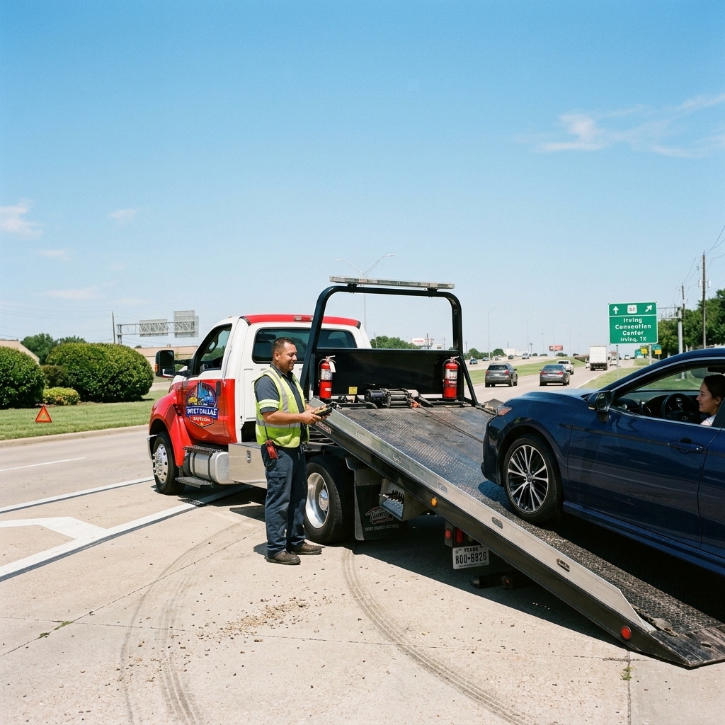 Tow truck assisting a vehicle in Dallas TX pricing breakdown